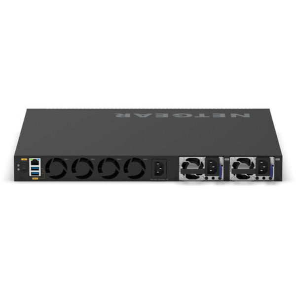 Rear top view of Netgear M4350-44M4X4V managed AV network switch with 48 ports and multi-gig PoE++ support. – image 7