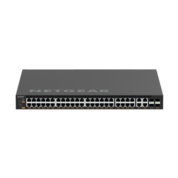 Netgear MSM4352 managed switch with 4x10G, 44x2.5G PoE++, 4xSFP28 25G ports, TAA compliant, front view image. – image 2
