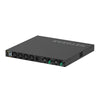 Rear view of Netgear MSM4352 managed switch with 4 SFP28 25G ports, multi-gig PoE++, and multiple high-speed network ports.