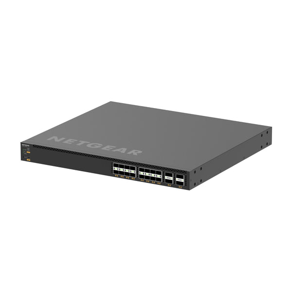 Netgear VSM4320C fully managed switch with 16 SFP28 25G ports and 4 QSFP28 100G ports, front right view. – image 3