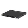 Rear view of Netgear VSM4320C managed switch with 16 SFP28 ports and 4 QSFP28 ports, TAA compliant network switch.
