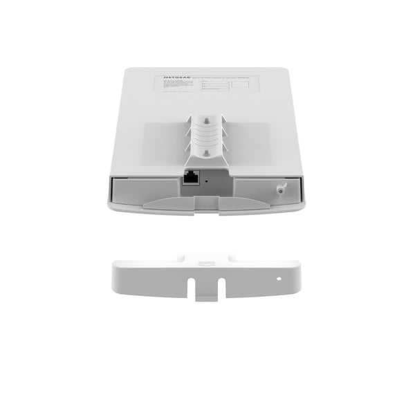 Netgear WAX608Y AX1800 dual-band Wi-Fi 6 outdoor wireless access point with back view showing ports and antenna connections. – image 5