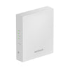 Netgear WAX610W AX1800 dual-band Wi-Fi 6 access point shown from front-left angle with antennas and Ethernet port.