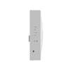 Netgear WAX610W AX1800 dual-band Wi-Fi 6 access point shown from the left side view, featuring a sleek white design and multiple ports.