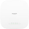 Front view of the Netgear WAX618 AX3000 dual-band wireless access point, showing its sleek design and LED indicators.