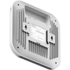 Rear left view of Netgear WAX620 AX3600 dual-band wireless access point showing ports and antenna setup.