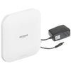 Netgear WAX620PA AX3600 dual-band wireless access point with power adapter, shown from front left perspective.