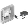 Rear right view of Netgear WAX620PA AX3600 wireless dual-band access point with power adapter, showing ports and design features.