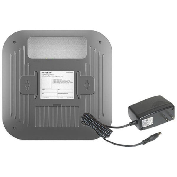 Rear view of Netgear WAX620PA AX3600 wireless dual-band access point with power adapter for high-speed network connectivity. – image 6