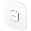 Netgear WAX638E AXE7800 wireless tri-band access point with front view showing sleek design and LED indicators.