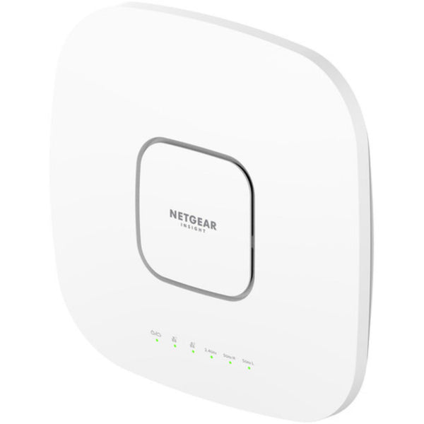 Netgear WAX638E AXE7800 wireless tri-band access point with front view showing sleek design and LED indicators. – image 3