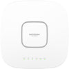 Front view of Netgear WAX638E AXE7800 wireless tri-band access point, showcasing its sleek design and multiple antennas.