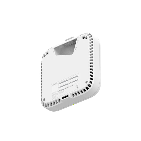 Netgear Cloud Managed WiFi 7 Access Point, back left view showing ports and sleek design for wireless networking. – image 4
