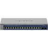Front view of the Netgear XS516TM 16-port 10G managed network switch showing ports and connectivity features.