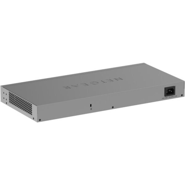 Rear view of Netgear XS724TM 24-port 10G managed network switch with multiple Ethernet ports and status indicators. – image 4