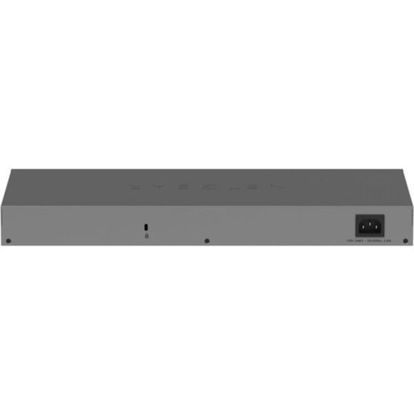 Rear view of Netgear XS724TM 24-port 10G managed network switch showing multiple Ethernet ports and connection indicators. – image 5