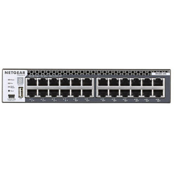 Netgear M4300-24X 24-port 10G managed network switch with SFP+ ports, front view showing ports and LED indicators. – image 2