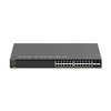 Netgear XSM4328CV managed switch with 24 10G/Multi-Gig PoE+ ports, 4 SFP28 25G ports, front view.