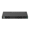 Rear view of Netgear XSM4328CV managed switch with 24 10G/Multi-Gig PoE+ ports, 4 SFP28 25G ports, TAA compliant.