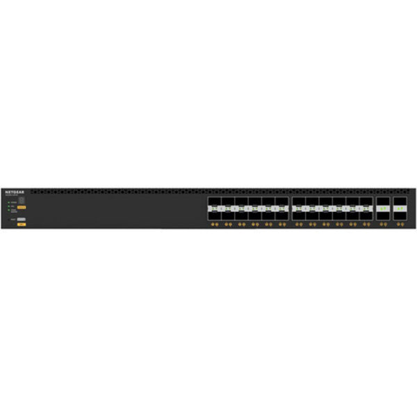 Front view of the Netgear M4350-24F4V managed AV network switch with 24 ports and 10G SFP+ connectivity. – image 2