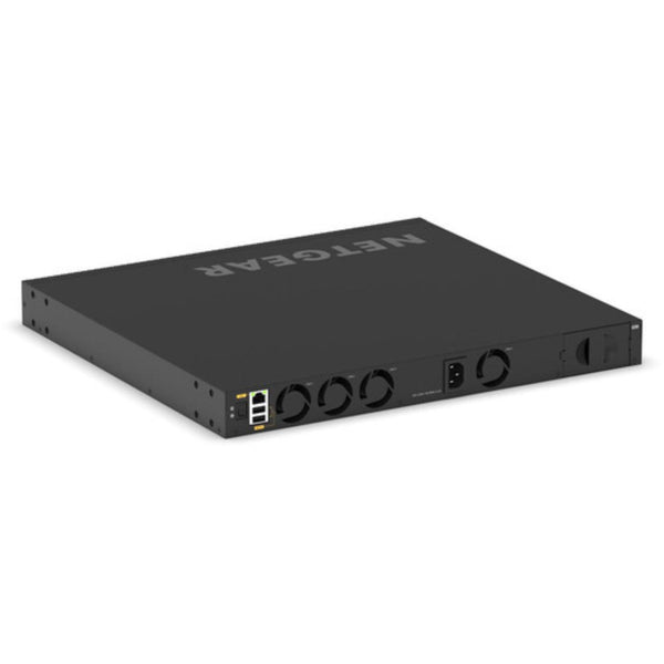 Rear right isometric view of Netgear M4350-24F4V managed network switch with 24 ports and 10G SFP+ connections. – image 6