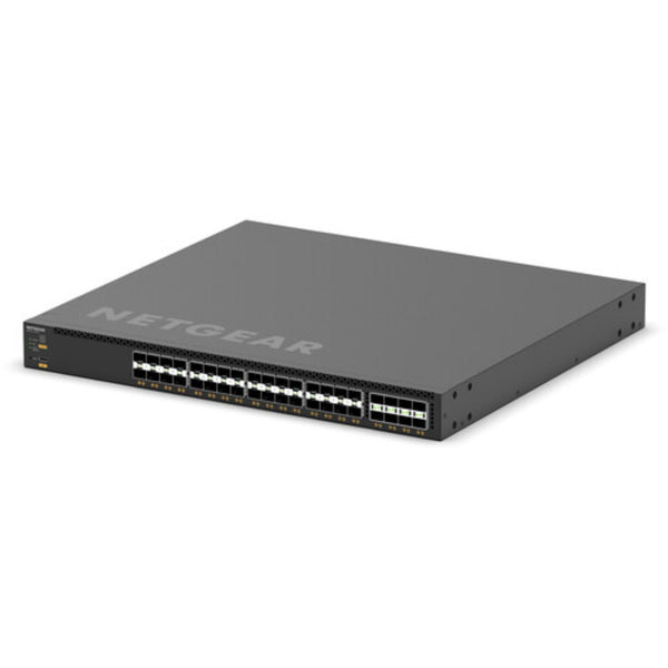 Netgear M4350-32F8V managed network switch with 32 ports, including 10G SFP+ ports, shown from an isometric front-left view. – image 3