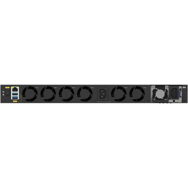 Rear view of Netgear M4350 XSM4340V 40-port managed switch with multi-gig PoE++ ports and network connection ports. – image 8