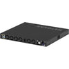 Rear left isometric view of Netgear M4350 XSM4340V 40-port managed switch with multi-gig PoE++ ports.