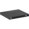 Rear right isometric view of Netgear M4350 XSM4340V 40-port managed switch with multi-gig PoE++ ports and network connection indicators.