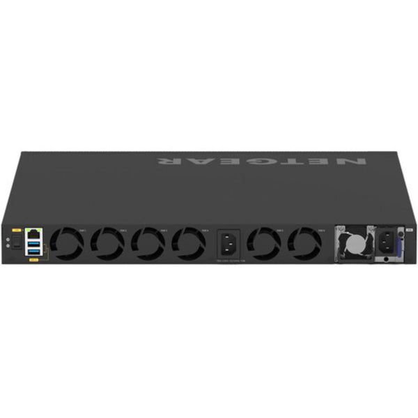 Rear top view of Netgear M4350 XSM4340V 40-port managed switch with multiple ports and PoE++ power capability. – image 7