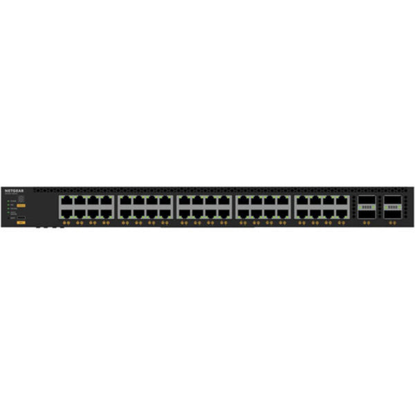 Front view of Netgear M4350-40X4C managed AV network switch with 40 ports, including 10G PoE++ support and sleek design. – image 2