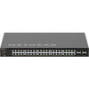 Front top view of Netgear M4350-40X4C managed AV network switch with 40 ports and 10G PoE++ support.
