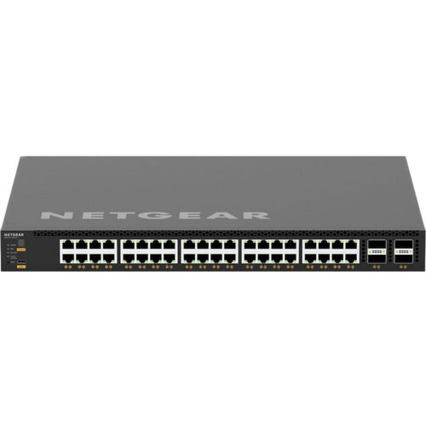 Front top view of Netgear M4350-40X4C managed AV network switch with 40 ports and 10G PoE++ support. – image 1
