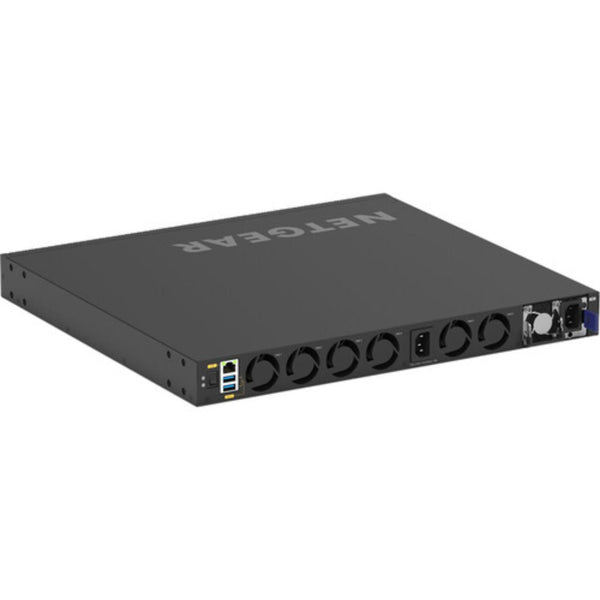 Rear right isometric view of Netgear M4350-40X4C 40-port 10G PoE++ managed AV network switch with multiple Ethernet ports. – image 6
