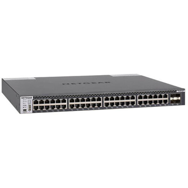 Front view of Netgear M4300-48X managed network switch with 48 ports and SFP+ slots, showing front panel and port labels. – image 1
