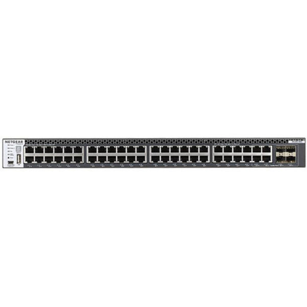 Front view of Netgear M4300-48X managed network switch with 48 ports and SFP+ connectors, showcasing its professional hardware design. – image 2