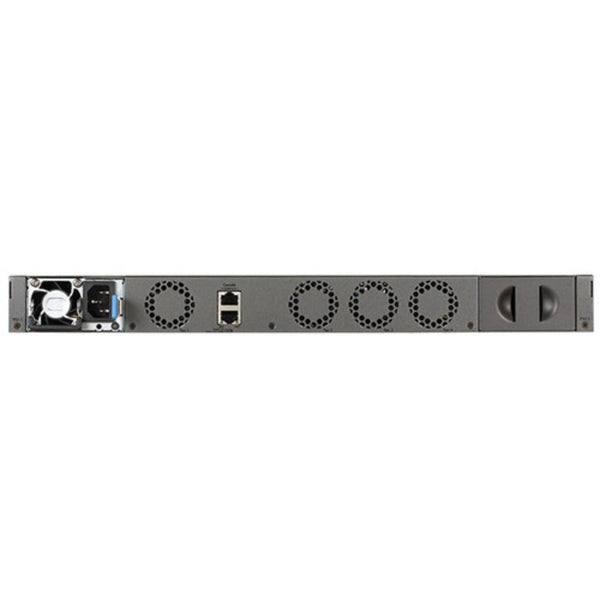 Rear view of the Netgear M4300-48X 48-port 10G managed network switch with SFP+ ports, showing front and rear connectivity ports. – image 4