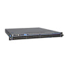 Front view of Netgear M4500-48XF8C managed switch with 48 SFP28 ports and 8 QSFP28 ports, showing port labels and LED indicators.