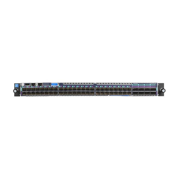 Netgear M4500-48XF8C managed switch with 48 SFP28 ports and 8 QSFP28 100G ports, front view showing port labels and hardware layout. – image 2
