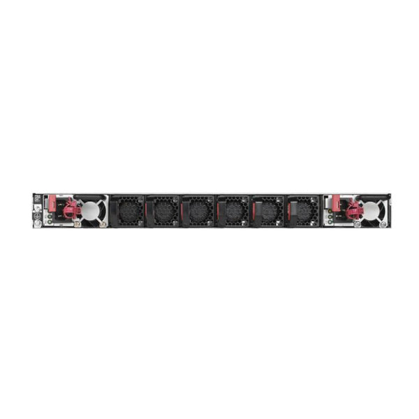 Rear view of Netgear M4500-48XF8C managed switch showing 48 SFP28 ports and 8 QSFP28 100G ports for high-speed networking. – image 4