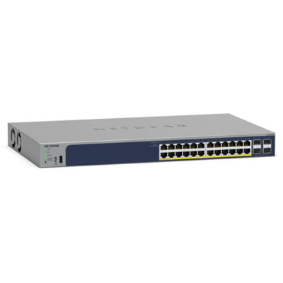 Netgear ProSafe GS728TPP 24-port Gigabit PoE+ managed network switch front-left angle view