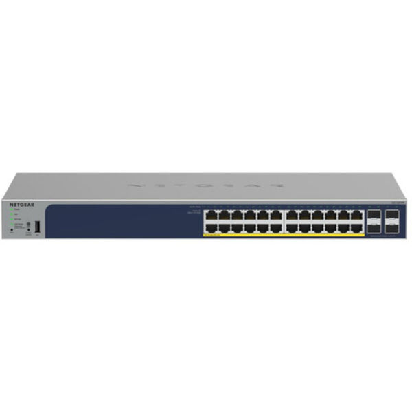 Netgear ProSafe GS728TPP 24-port Gigabit PoE+ managed network switch with front view and multiple Ethernet ports. – image 2