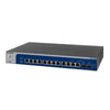 Netgear XS512EM 12-port Gigabit managed smart cloud network switch shown from left perspective.