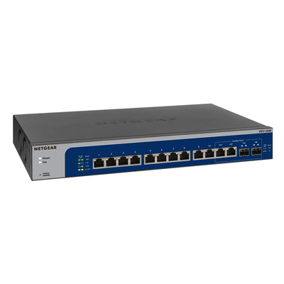 Netgear XS512EM 12-port Gigabit managed smart cloud network switch shown from the right perspective.