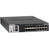 Netgear M4300-8X8F managed network switch with 8 RJ45 ports and 8 SFP+ 10G ports, angled front view.