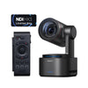OBSBOT Tail 2 Remote Combo PTZ camera with NDI activation, featuring camera lens, remote control, and sleek design.