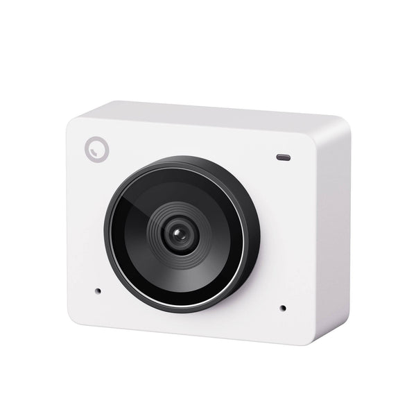 OBSBOT Meet 2 AI-powered 4K webcam in cloud white, front-left side view showing sleek design and camera lens. – image 2