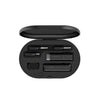 OBSBOT Wireless Microphone System various components inside an open case on a white background