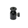 A compact almunium mini ball head with a locking side knob and standard 1/4″-20 mount, designed for stable camera positioning and quick angle adjustment on small tripods and desktop rigs.