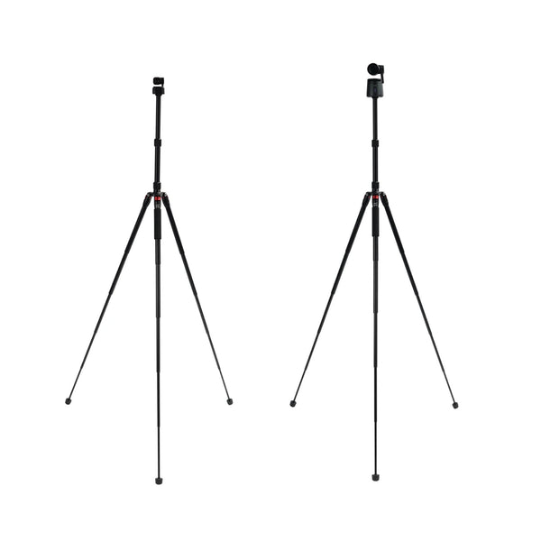 Side-by-side view showing the OBSBOT Foldable Lightweight Tripod in two deployed configurations.